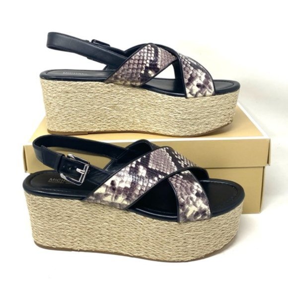 💖MEGA SALE💖Michael Kors Women's Size Sandal Jodi Mid Wedge Leather 40S8JOFS1E - Picture 4 of 15